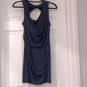 BCBG MaxAzria Draped Neck Blue Dress Size Small